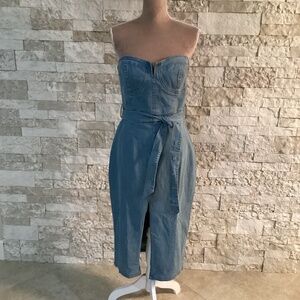 Cutely Covered Structured Denim Bustier Midi Dress (NWT)